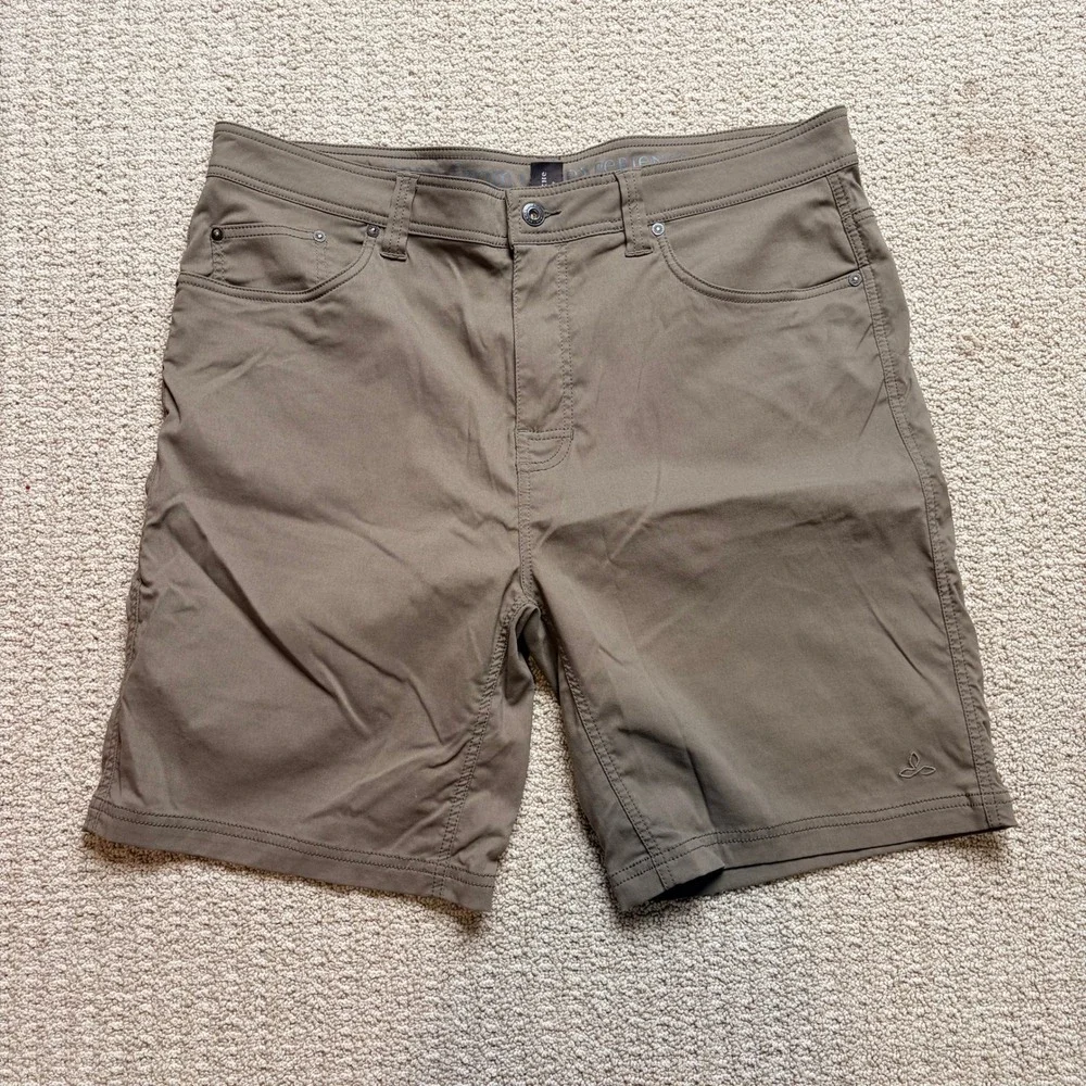 Prana Zion Mens Shorts 38W x 9L Brown‎ Stretch Hiking Outdoor 5-Pocket Mud